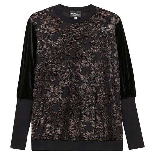 Maternity Burnout Velour Top Black