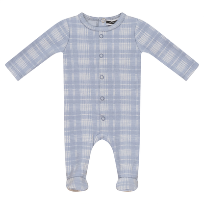Brushed Rib Plaid Onesie Blue