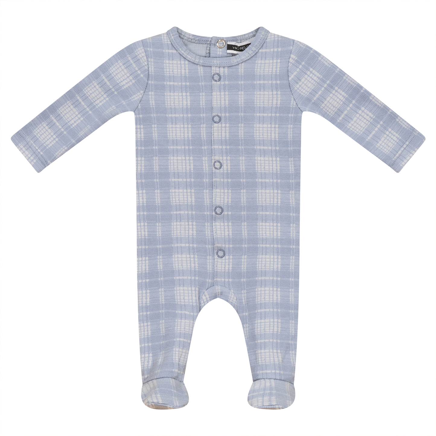 Brushed Rib Plaid Onesie Blue