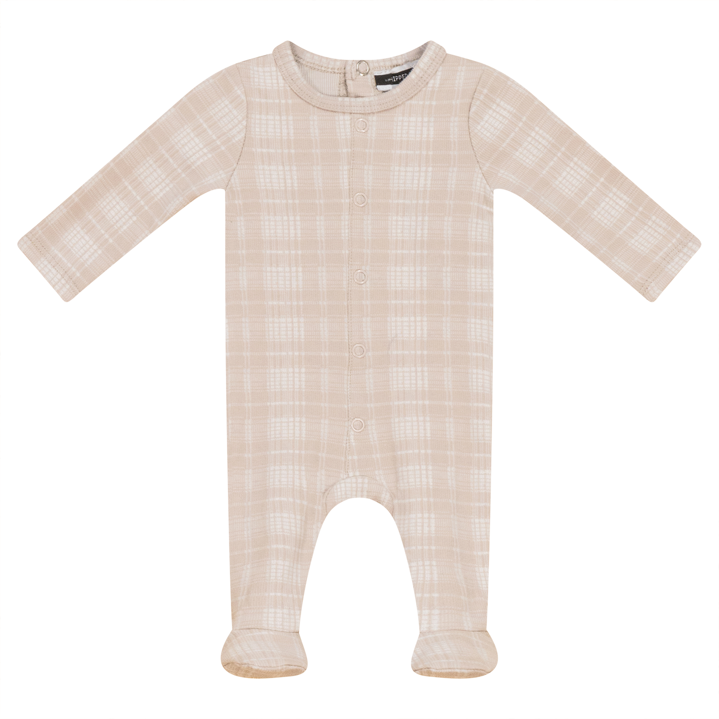 Brushed Rib Plaid Onesie Taupe