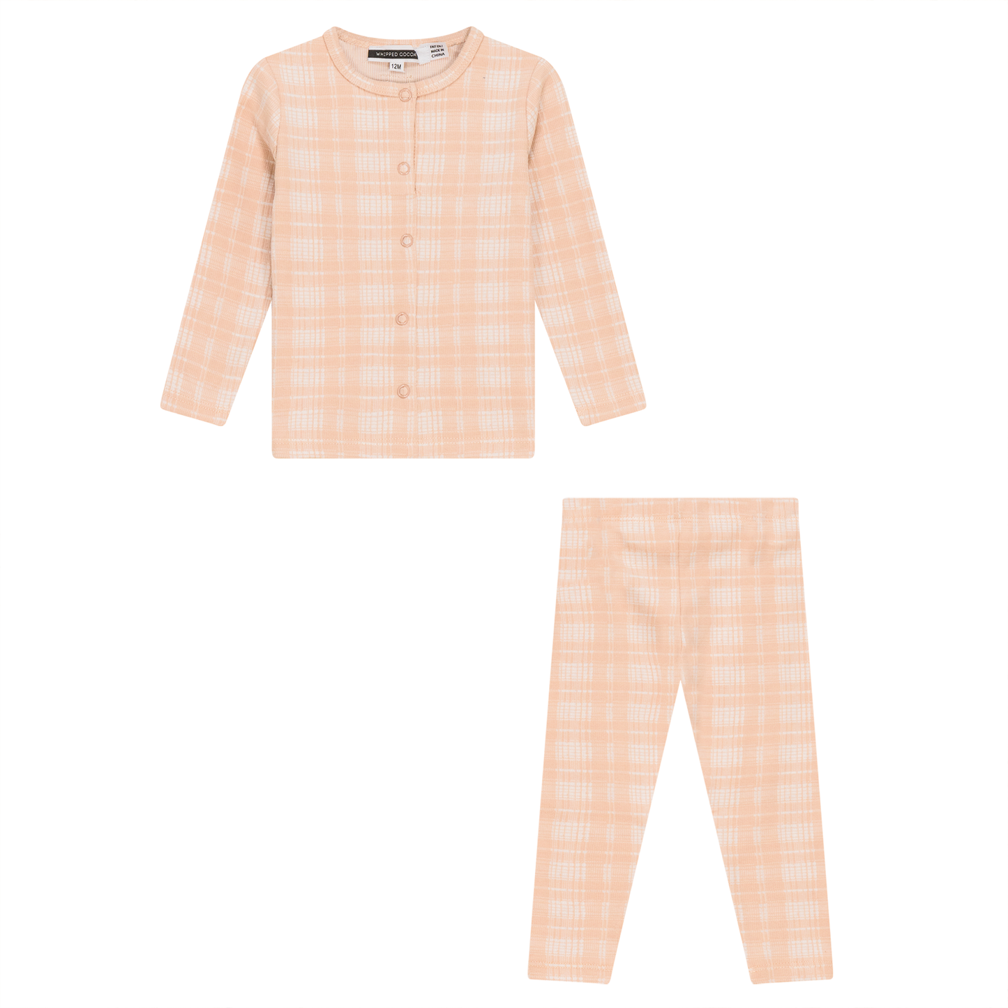 Brushed Rib Plaid 2Pc Set Light Pink