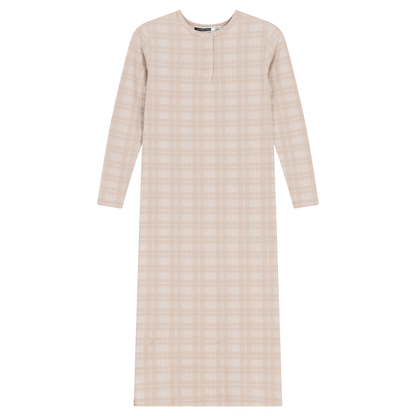 Brushed Rib Plaid Night Gown Taupe