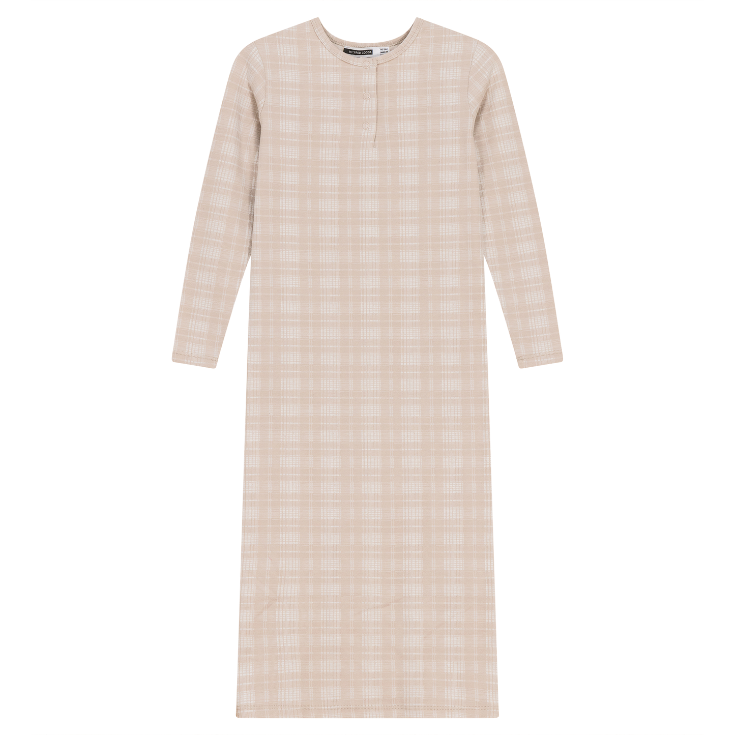 Brushed Rib Plaid Night Gown Taupe