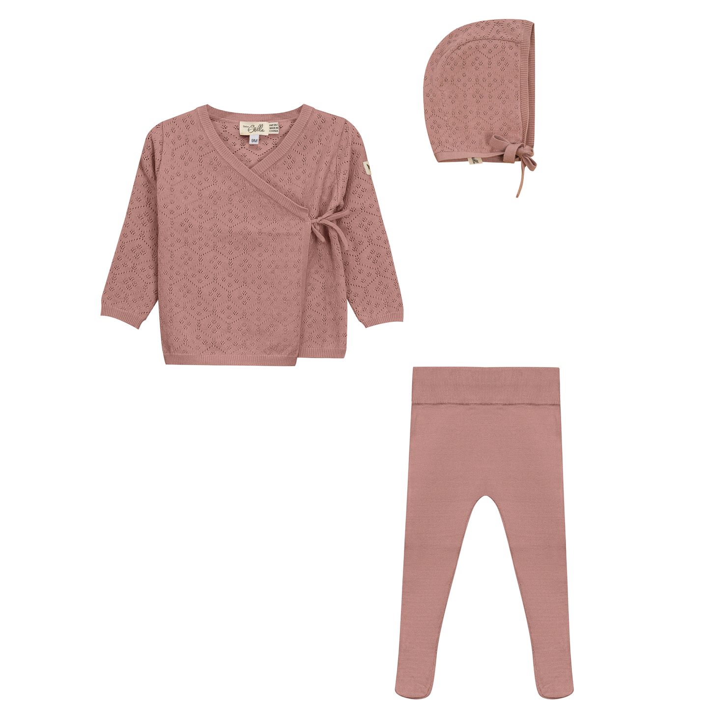 Pointelle Knit 3Pc Set Dark Blush