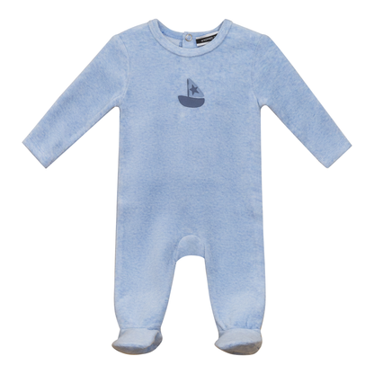 Boat Print Onesie Blue
