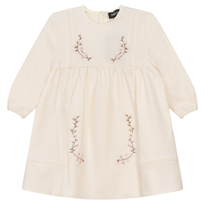 Floral Embroidered Dress Cream
