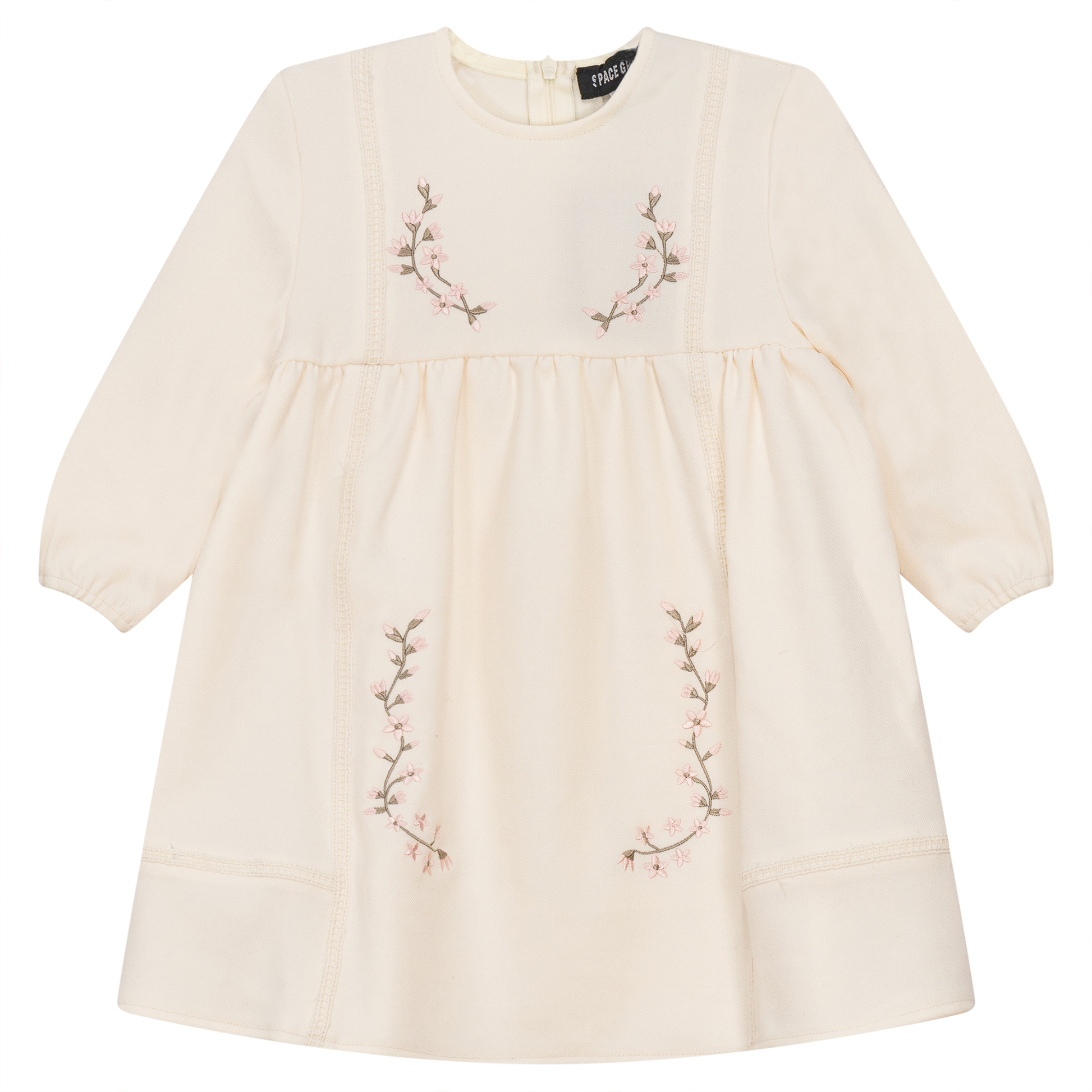 Floral Embroidered Dress Cream