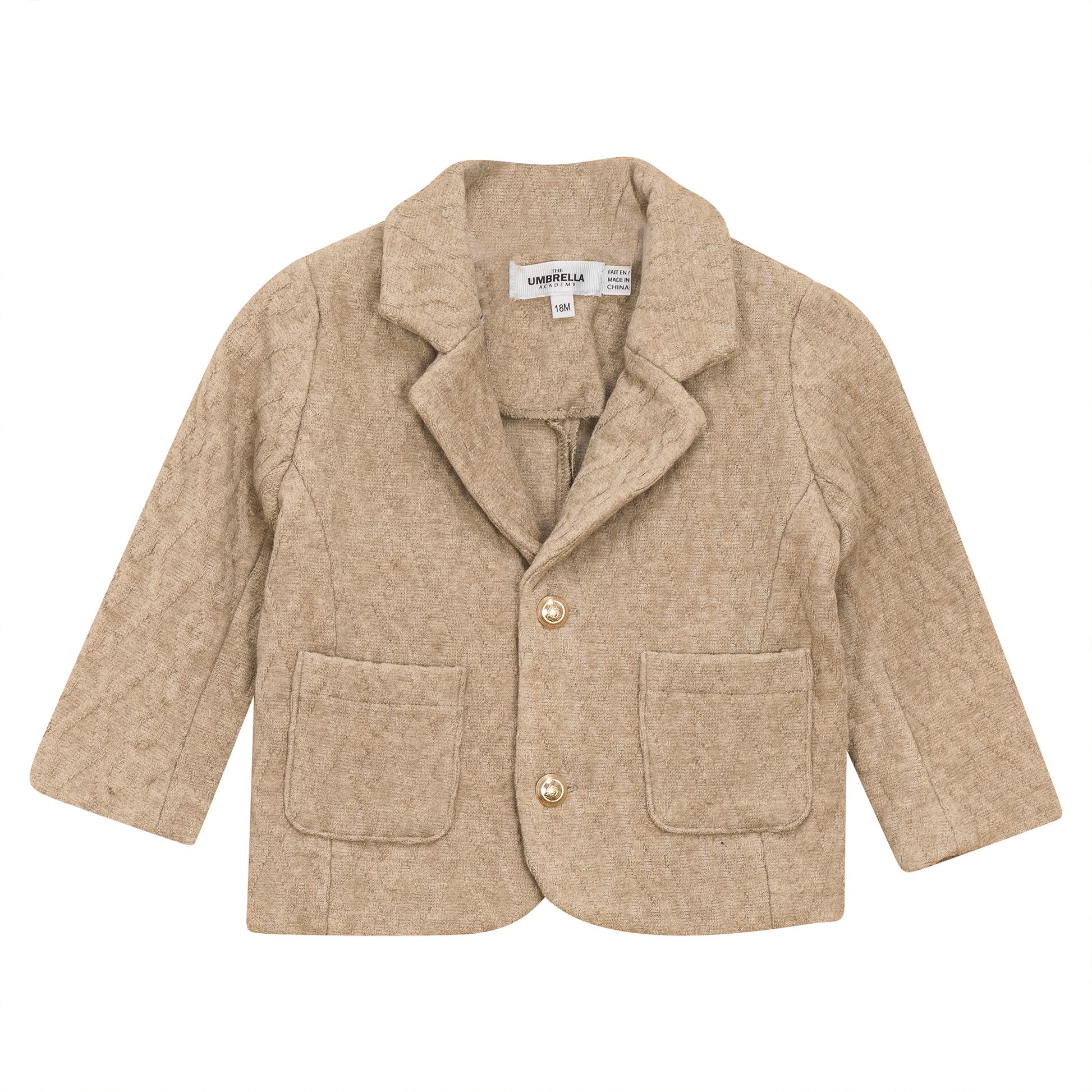 Textured Knit Blazer Beige Mix