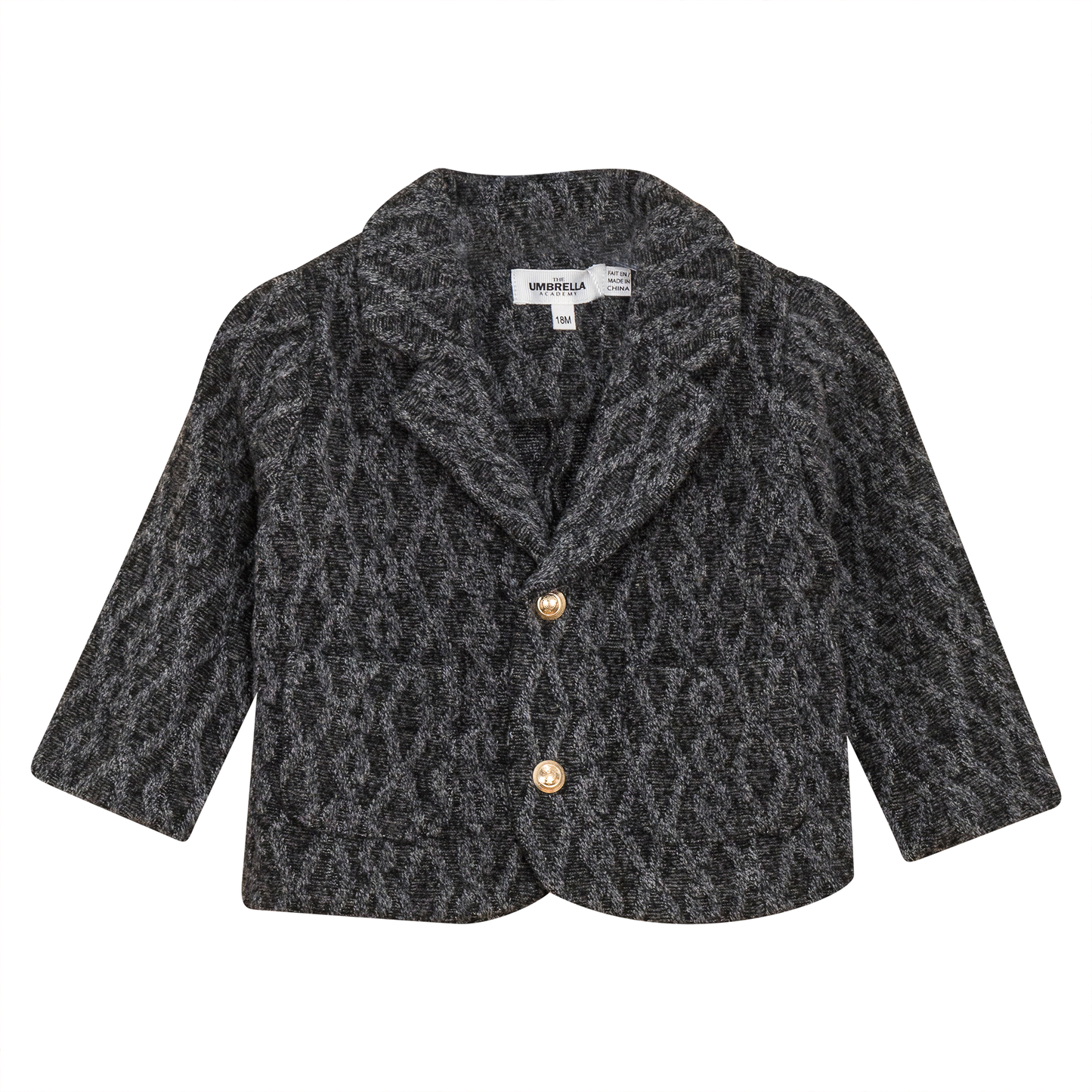 Textured Knit Blazer Charcoal Mix