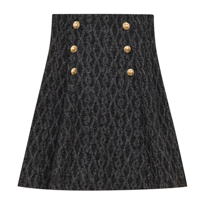 Textured Knit Skirt Charcoal Mix