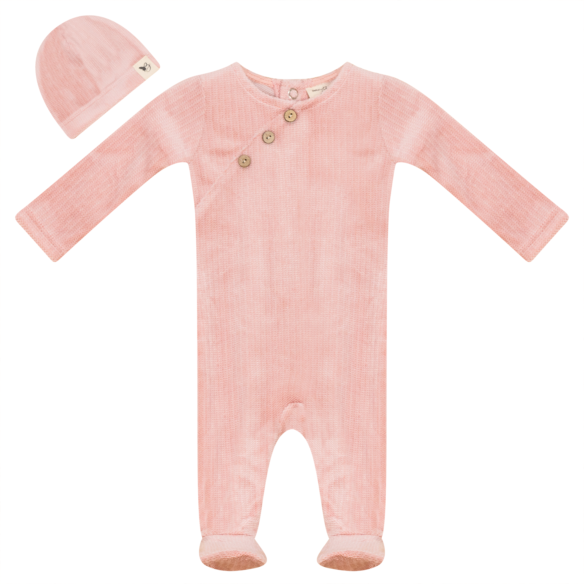 Fake Wrap Onesie with Hat Blush