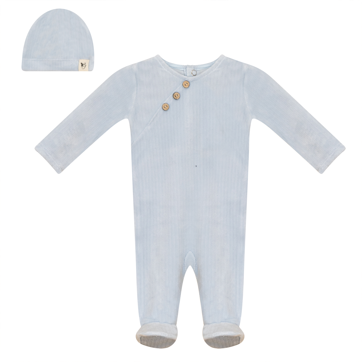 Fake Wrap Onesie with Hat Light Blue