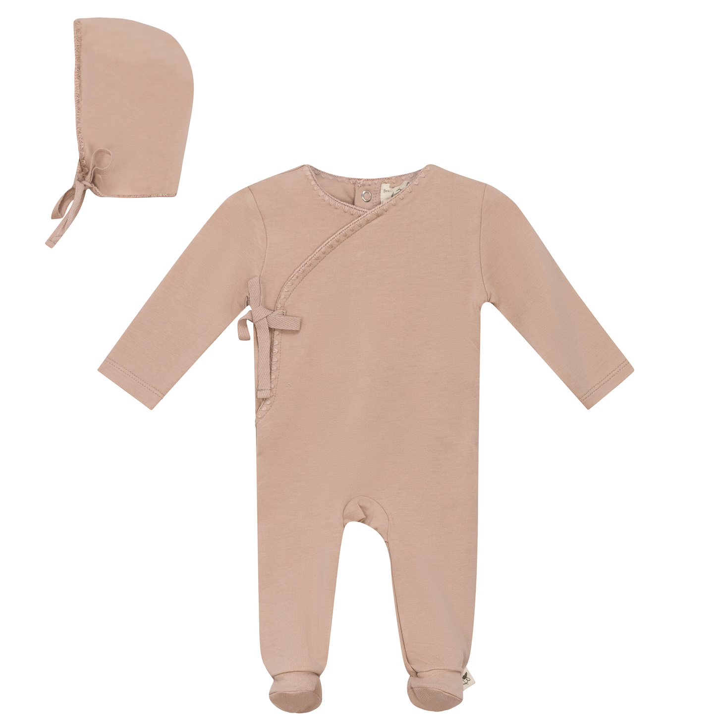 Knitted Wrap Onesie with Bonnet Light Maple