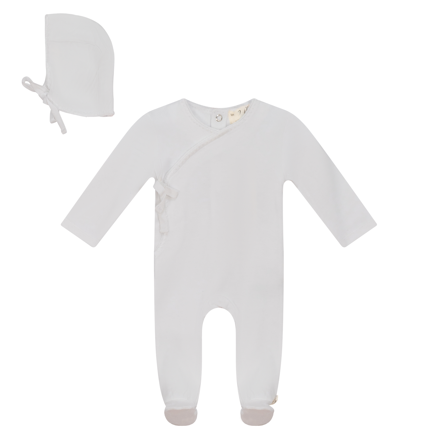Knitted Wrap Onesie with Bonnet White