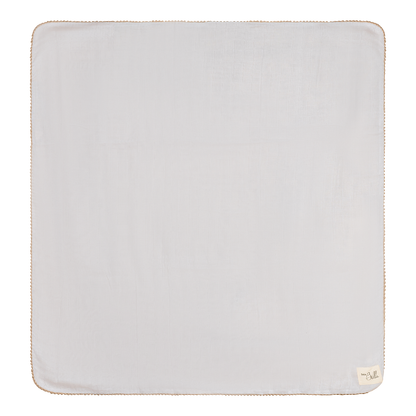 Pom Pom Trim Swaddle White Beige One Size