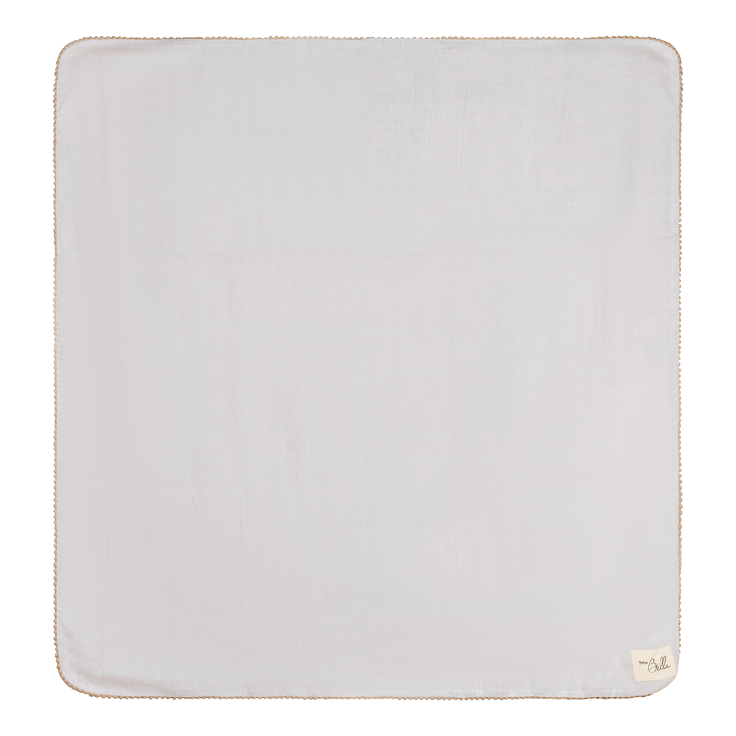 Pom Pom Trim Swaddle White Beige One Size