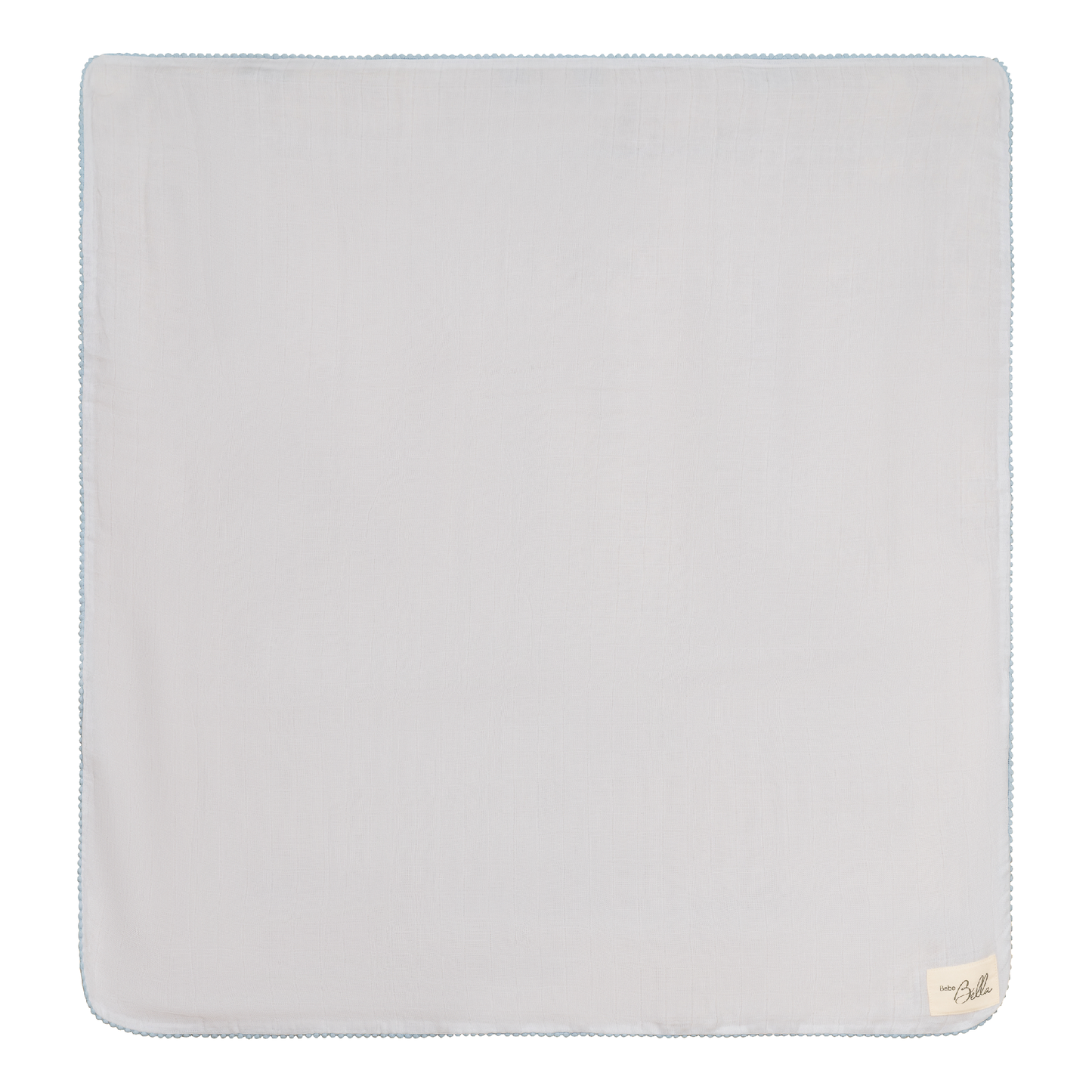 Pom Pom Trim Swaddle White Blue One Size