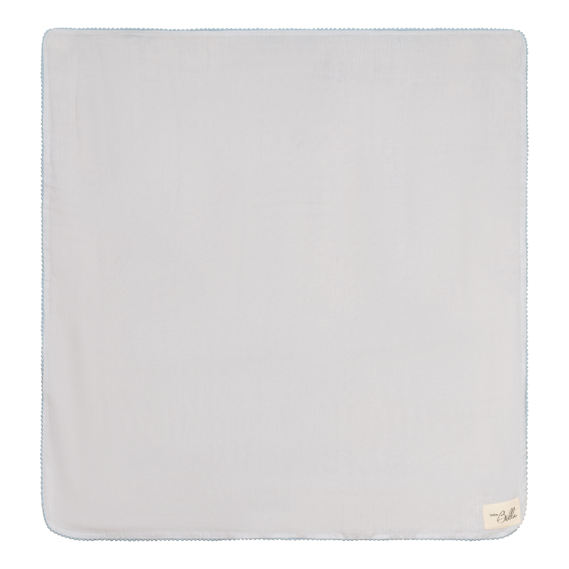 Pom Pom Trim Swaddle White Blue One Size