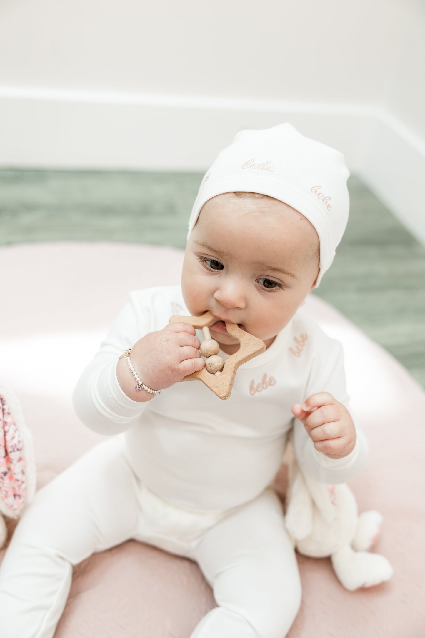 Bebe Embroidered Onesie with Hat