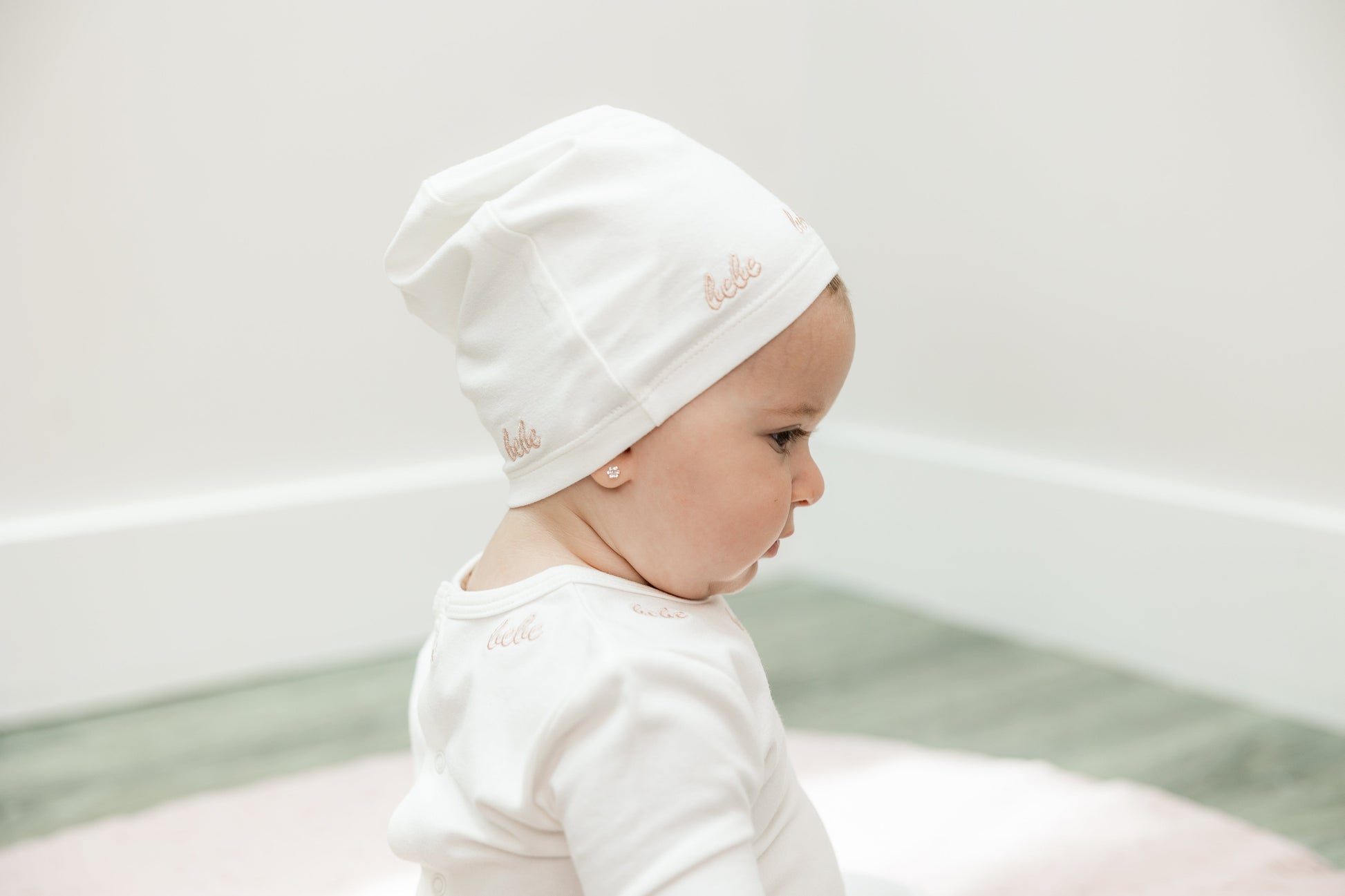 Bebe Embroidered Onesie with Hat