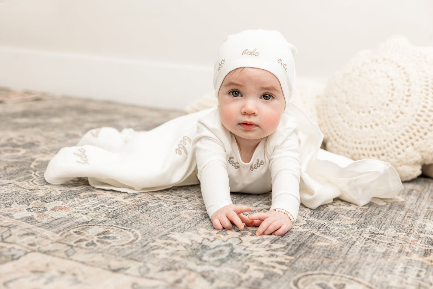 Bebe Embroidered Onesie with Hat
