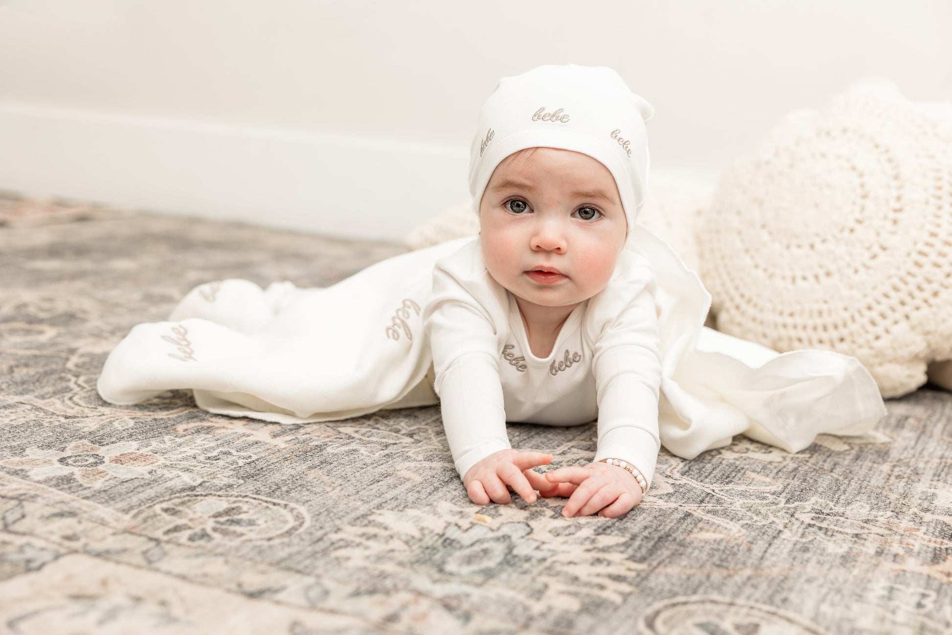 Bebe Embroidered Onesie with Hat