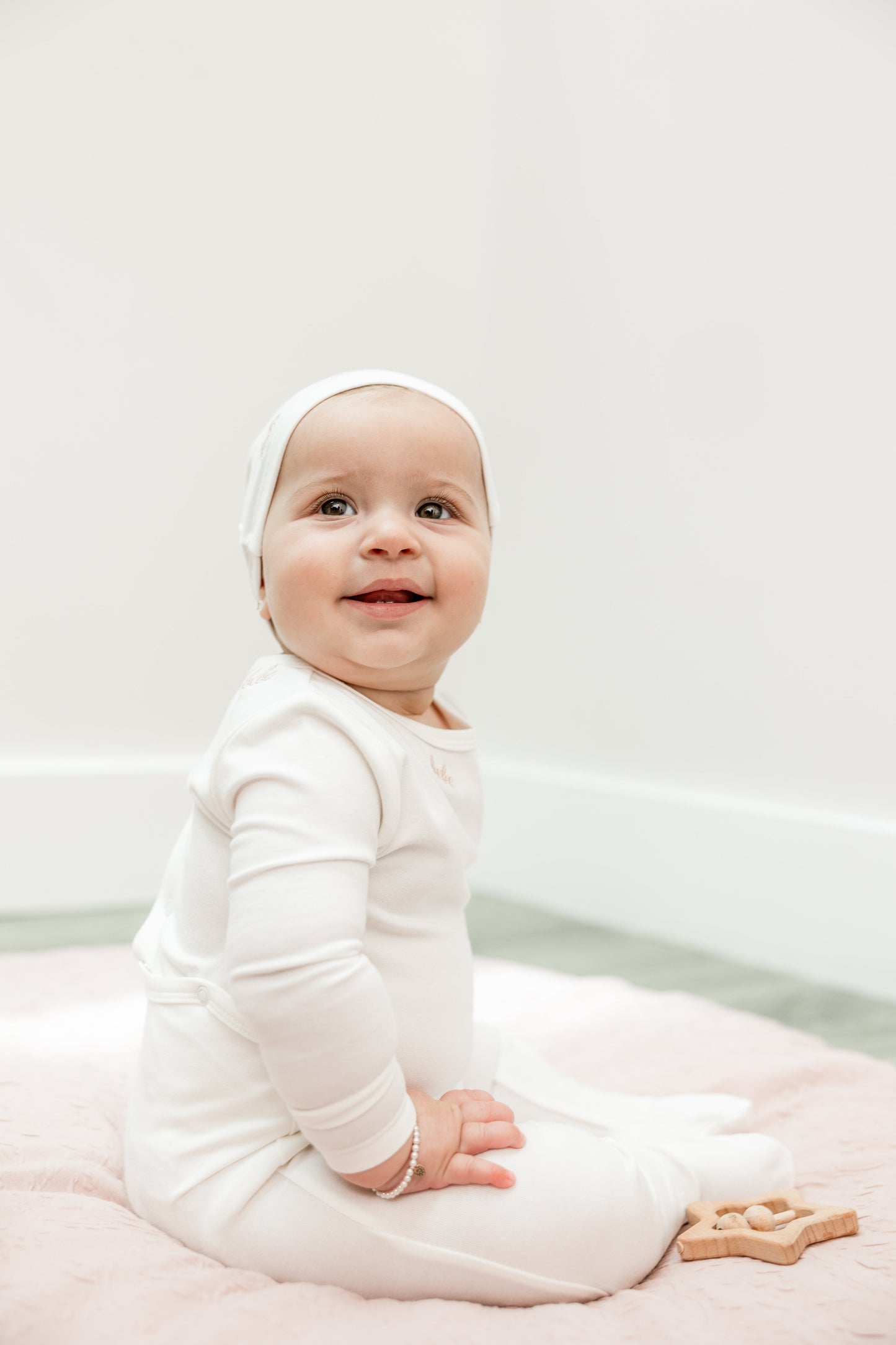 Bebe Embroidered Onesie with Hat