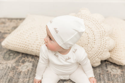 Bebe Embroidered Onesie with Hat