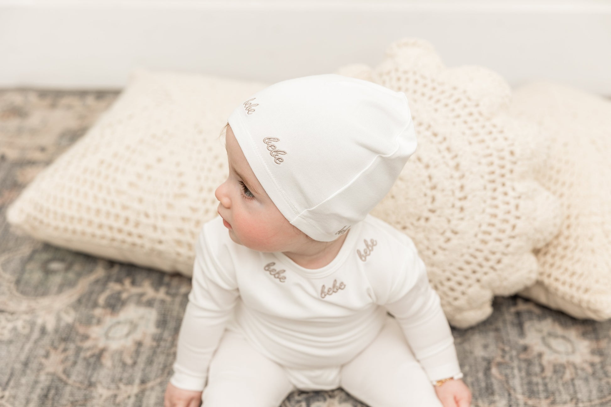 Bebe Embroidered Onesie with Hat