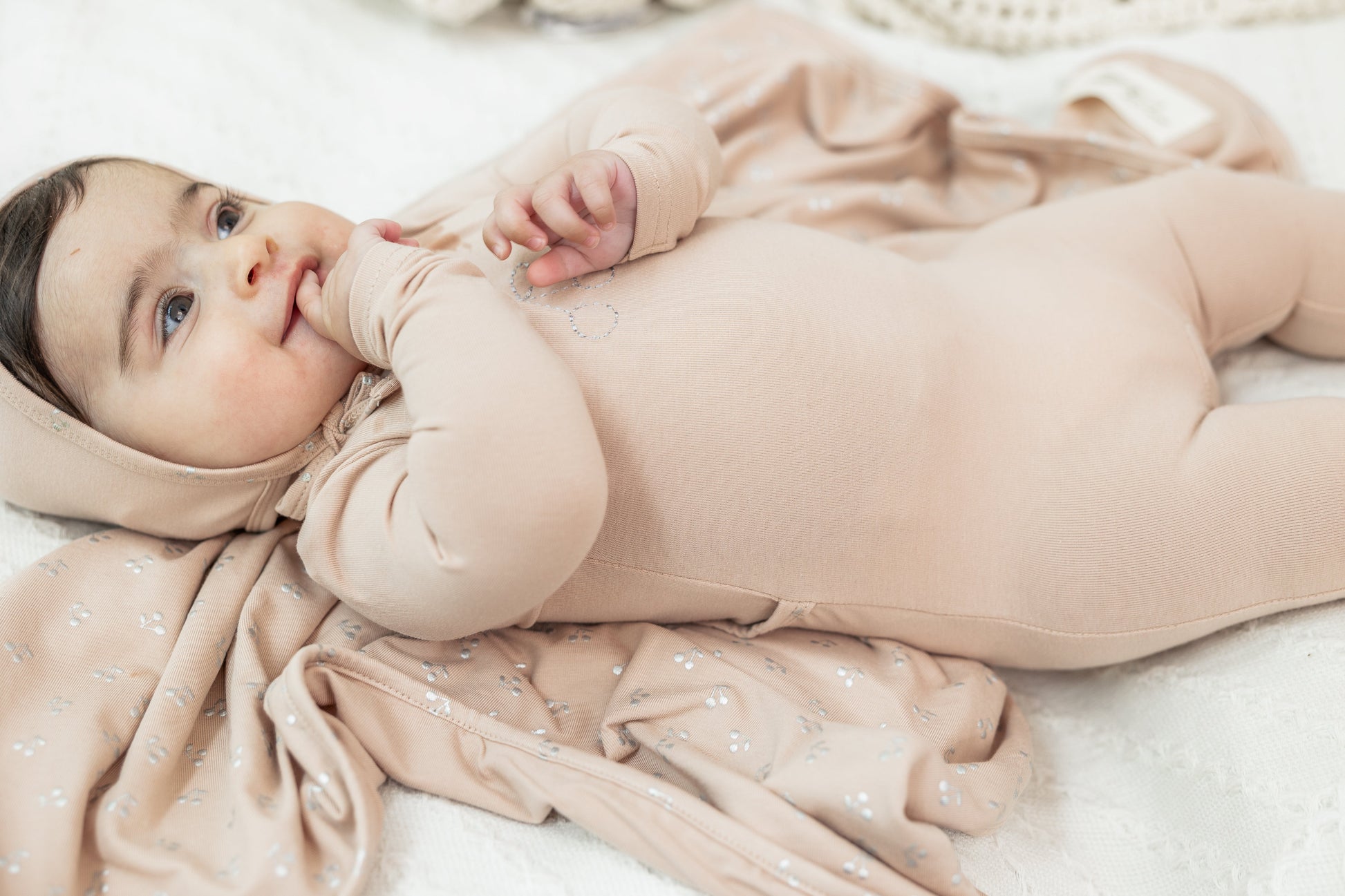 Cherry Print romper and Bonnet Set