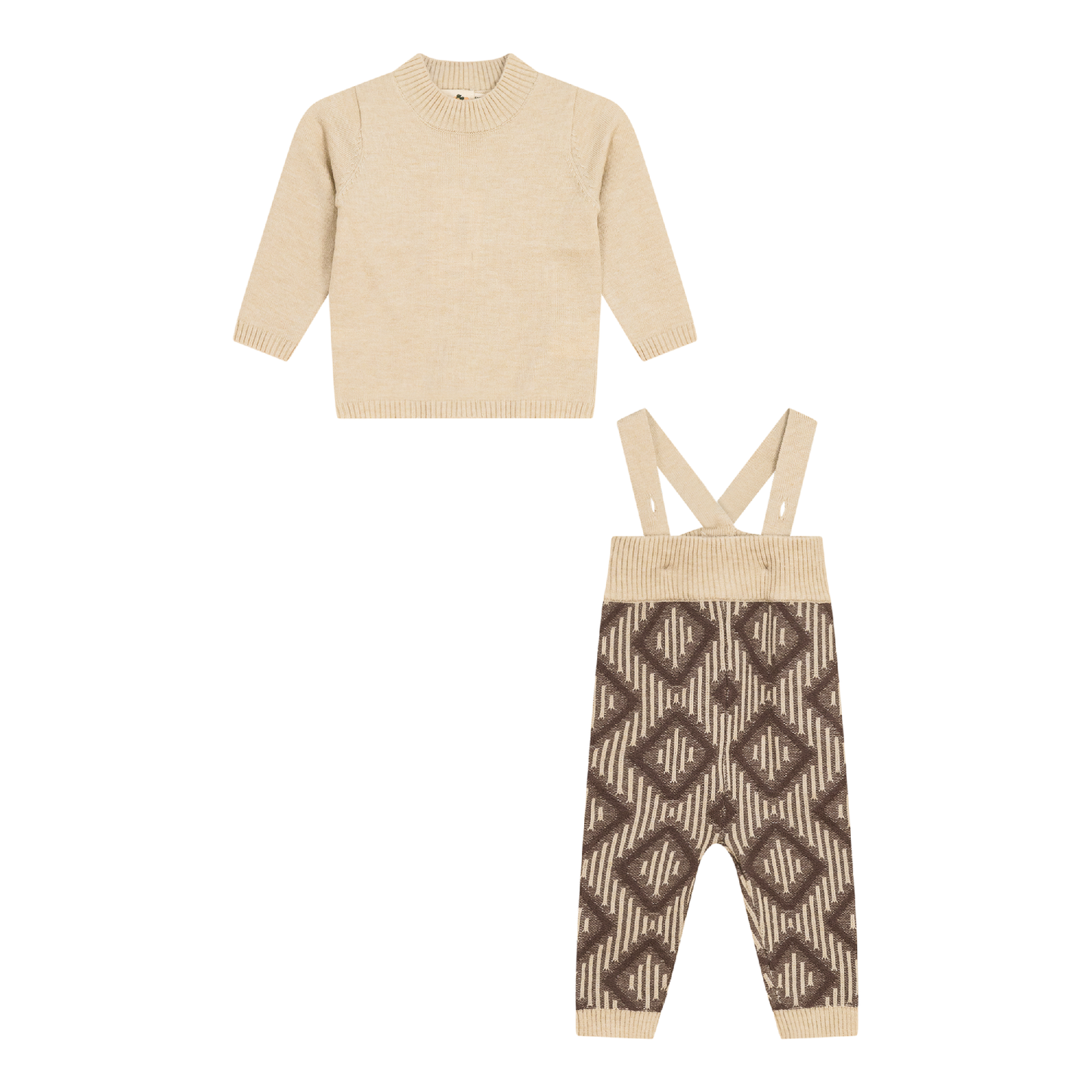 Diamond Knit Overall Set Cocoa Dark Almond