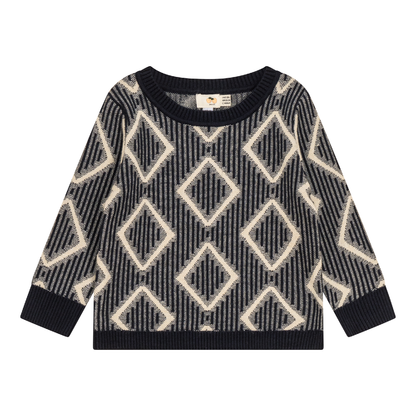 Diamond Knit Sweater Dark Navy Dark Almond