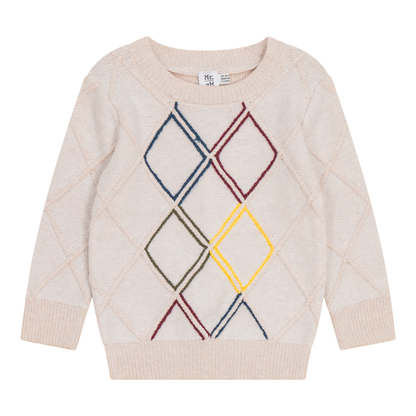 Diamond Stitch Sweater Cream