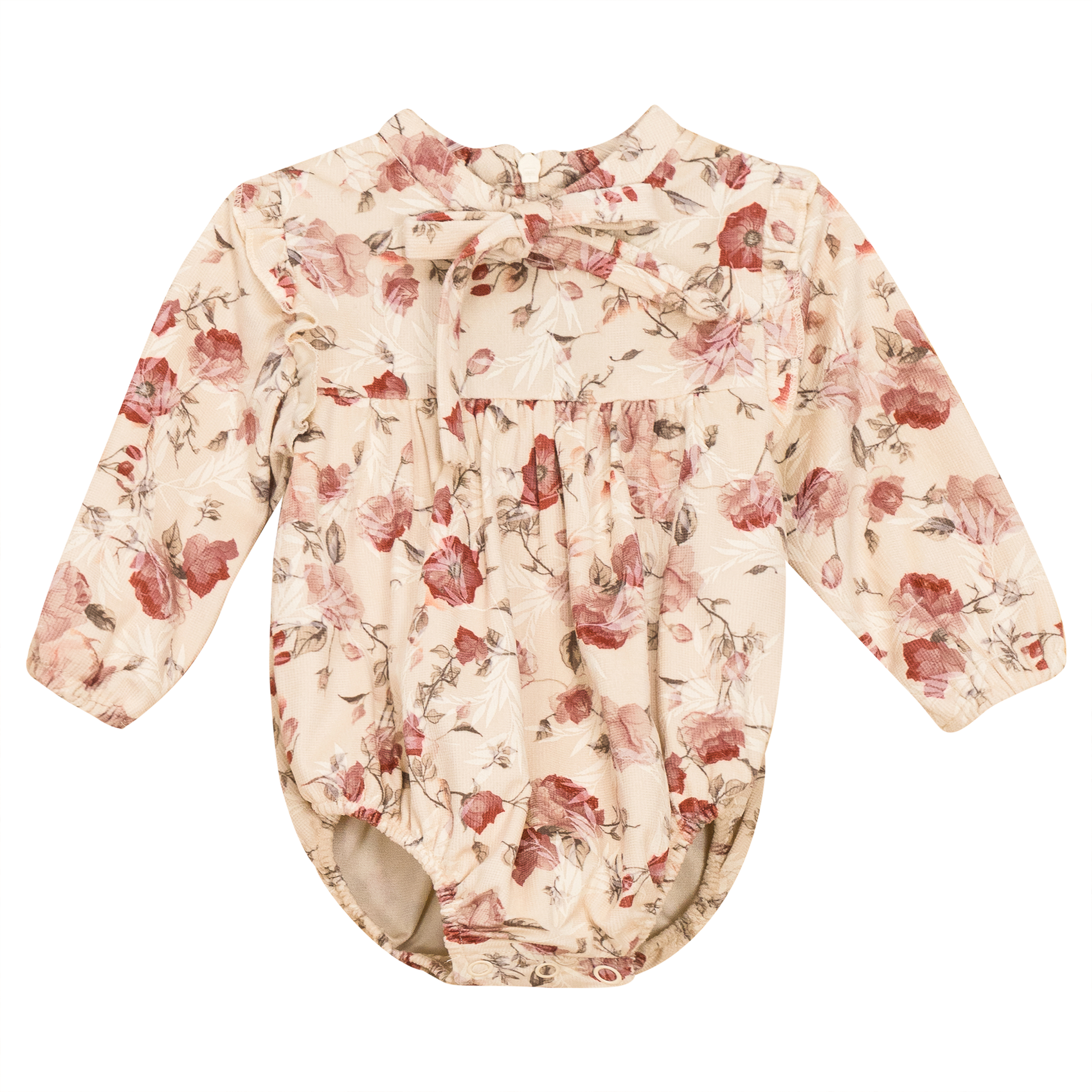 Floral Embroidered Rib Velvet Bubble Cream