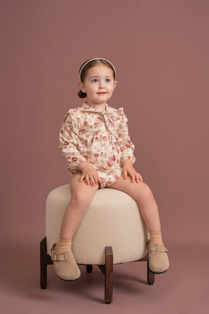 Floral Embroidered Rib Velvet Bubble