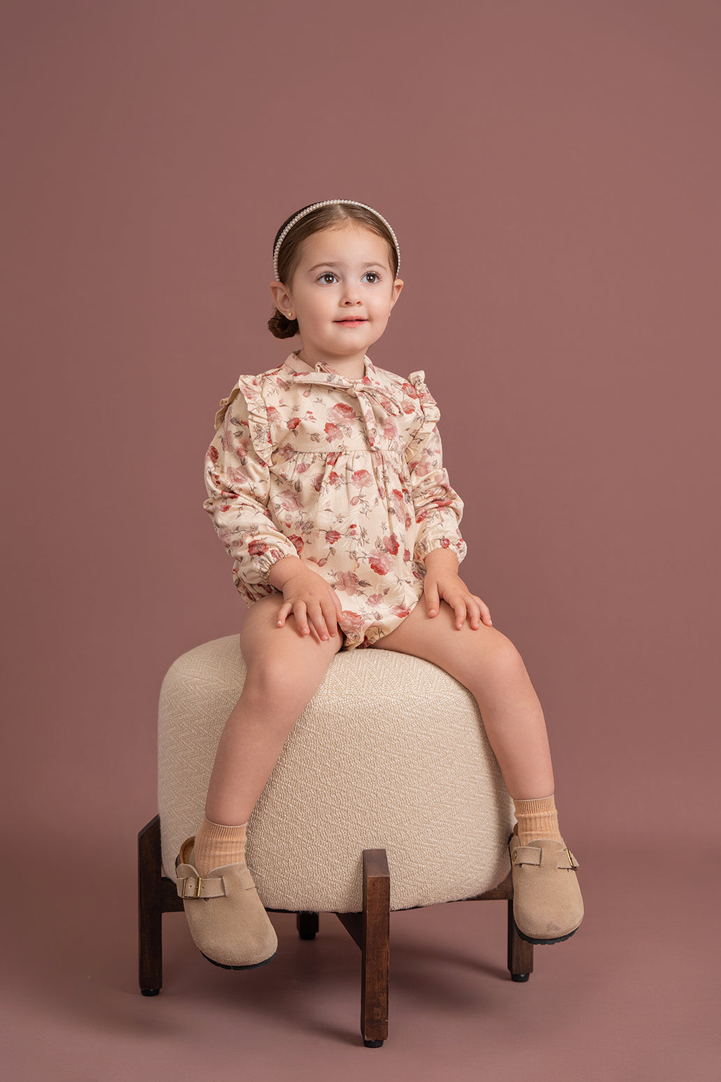 Floral Embroidered Rib Velvet Bubble