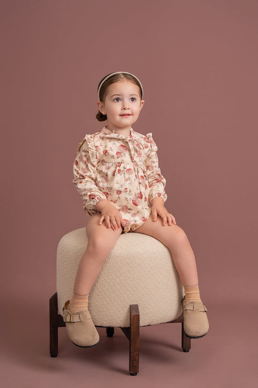 Floral Embroidered Rib Velvet Bubble