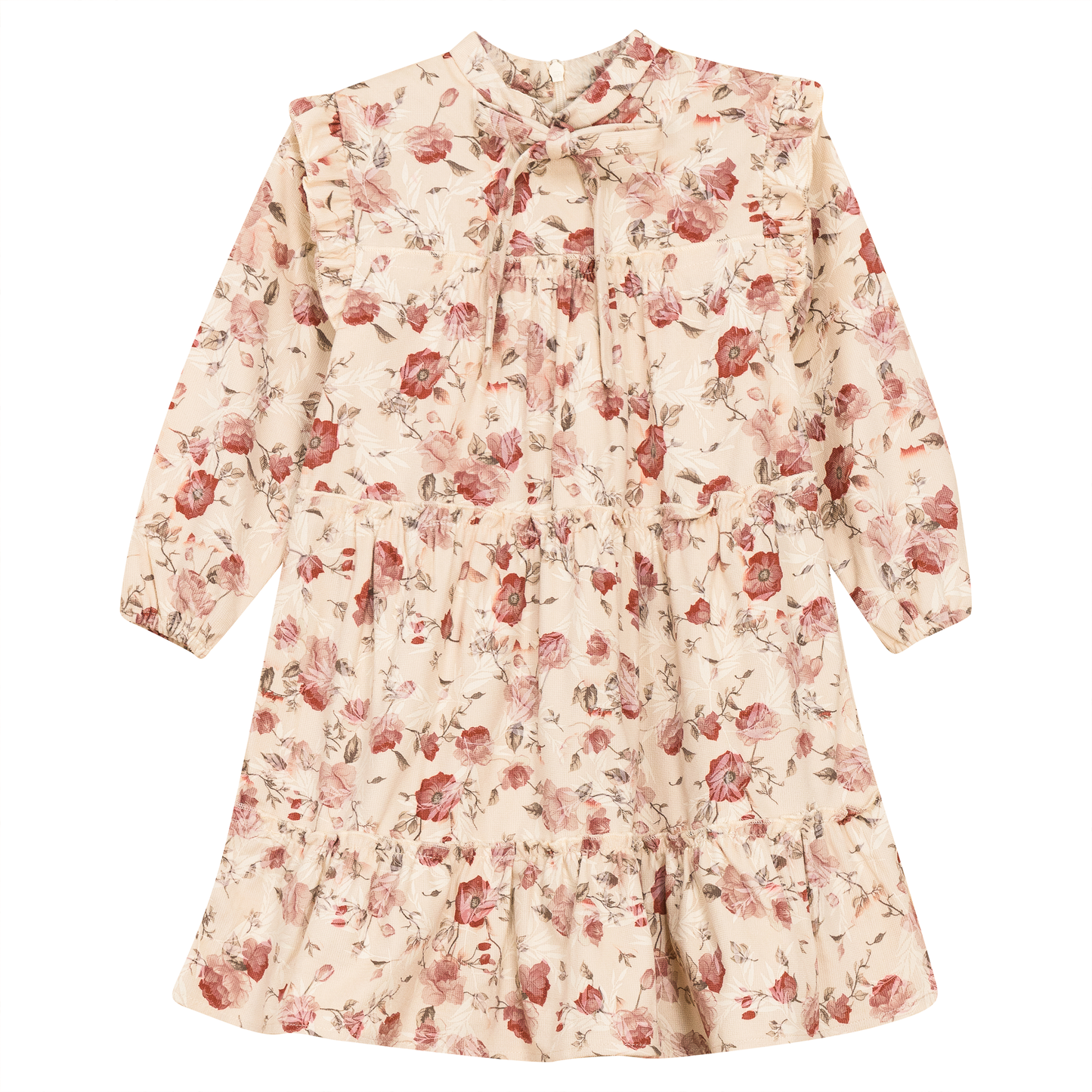 Floral Ribbed Velvet Dress Cream