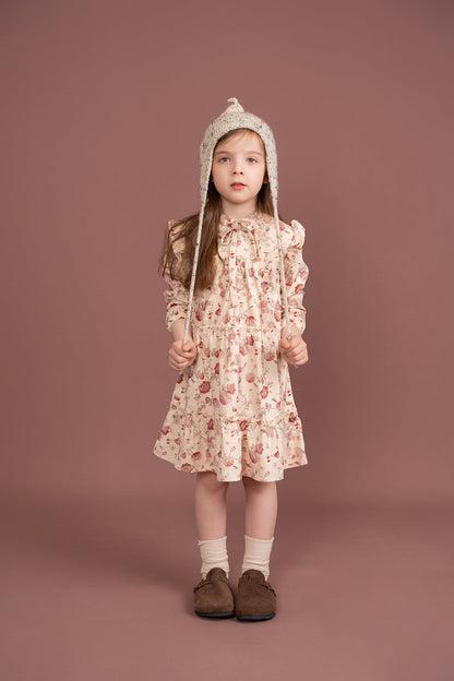 Floral Ribbed Velvet Dress