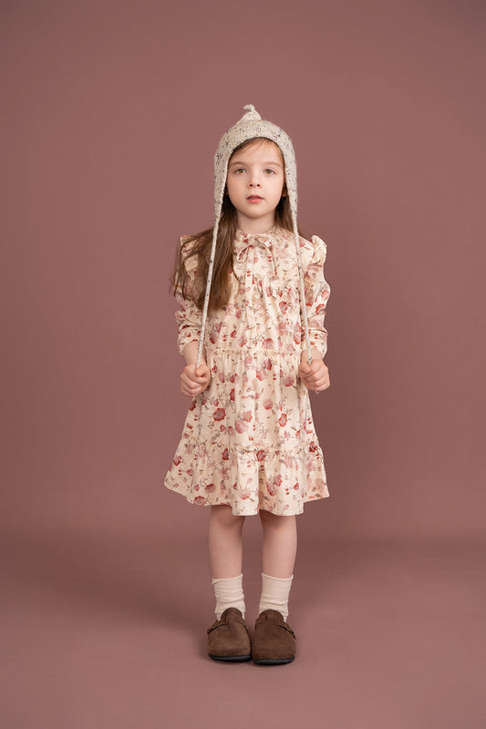 Floral Ribbed Velvet Dress