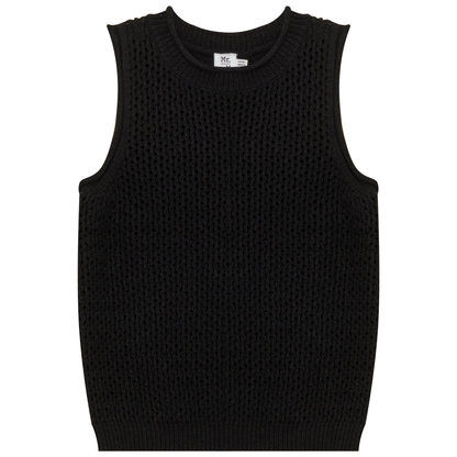 Crochet Knit Vest Black