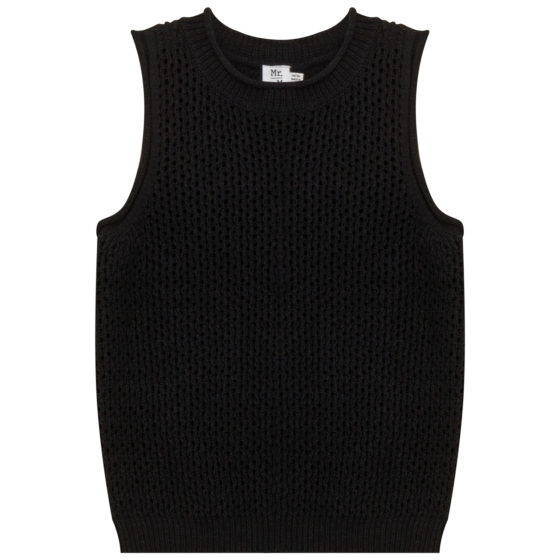 Crochet Knit Vest Black
