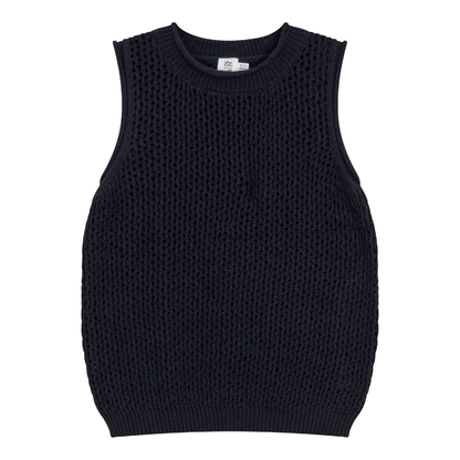 Crochet Knit Vest Dark Navy