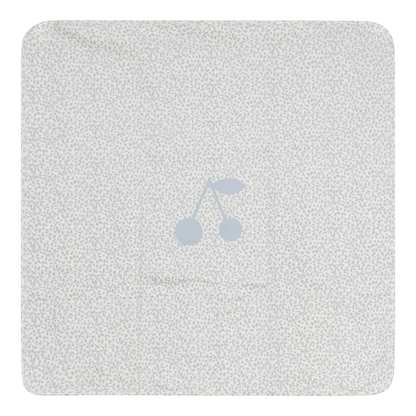 Cherry Print Blanket Off White Blue One Size