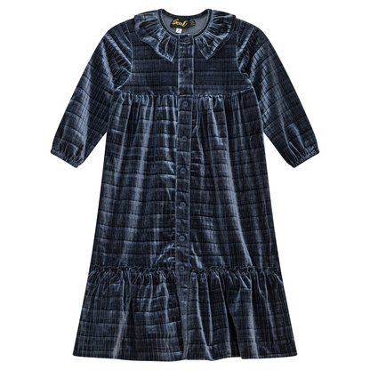 Plaid Velour Maxi Dress Blue