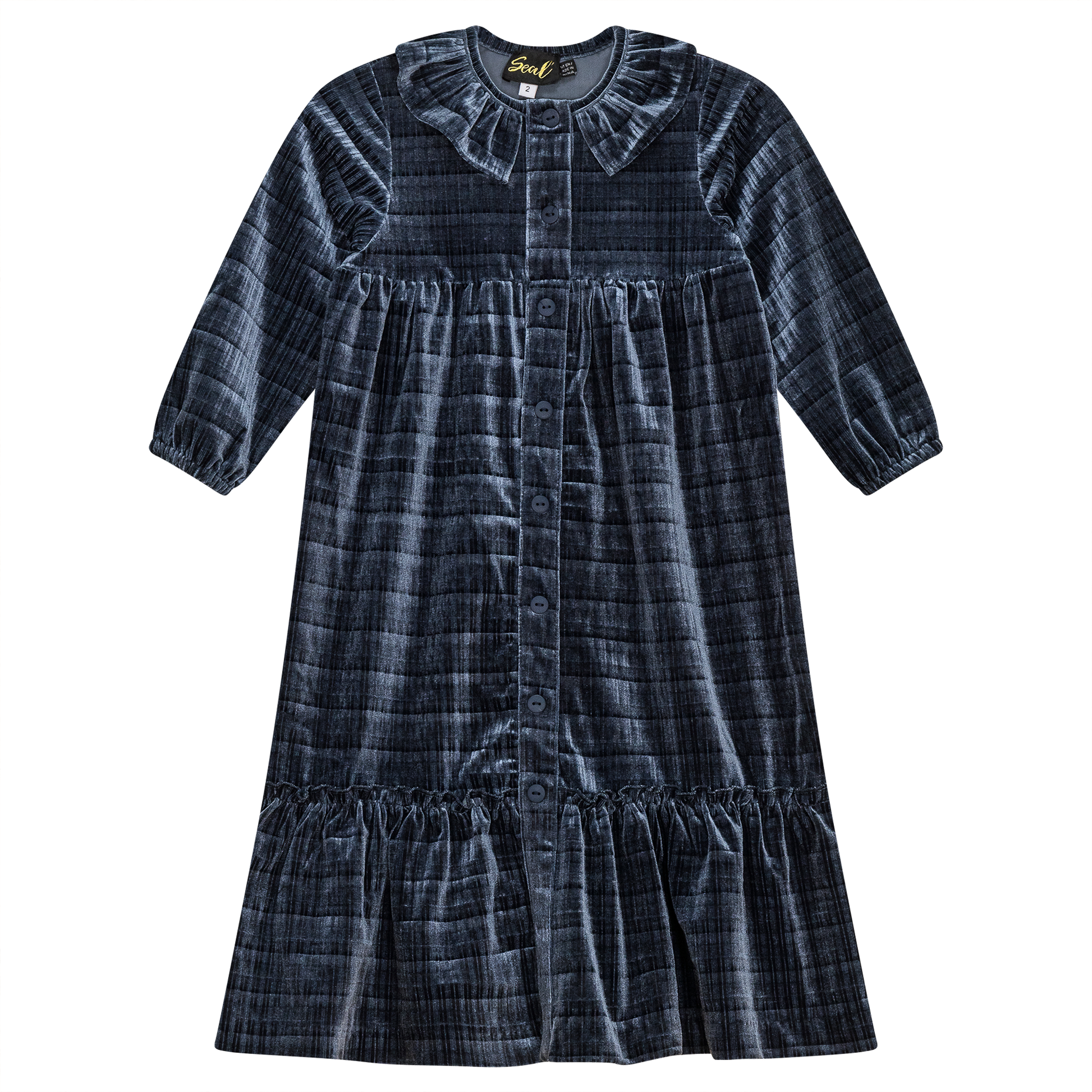 Plaid Velour Maxi Dress Blue