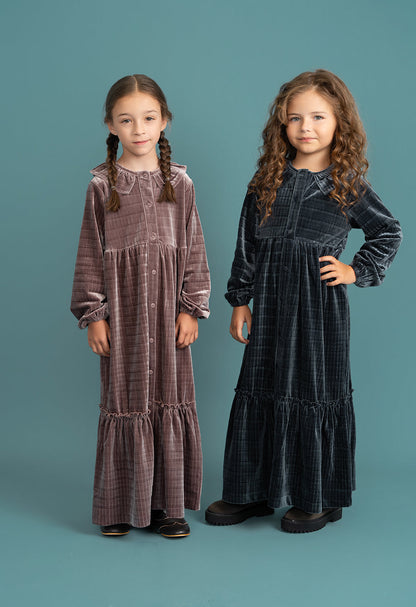 Plaid Velour Maxi Dress