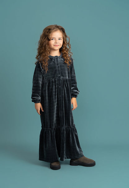 Plaid Velour Maxi Dress
