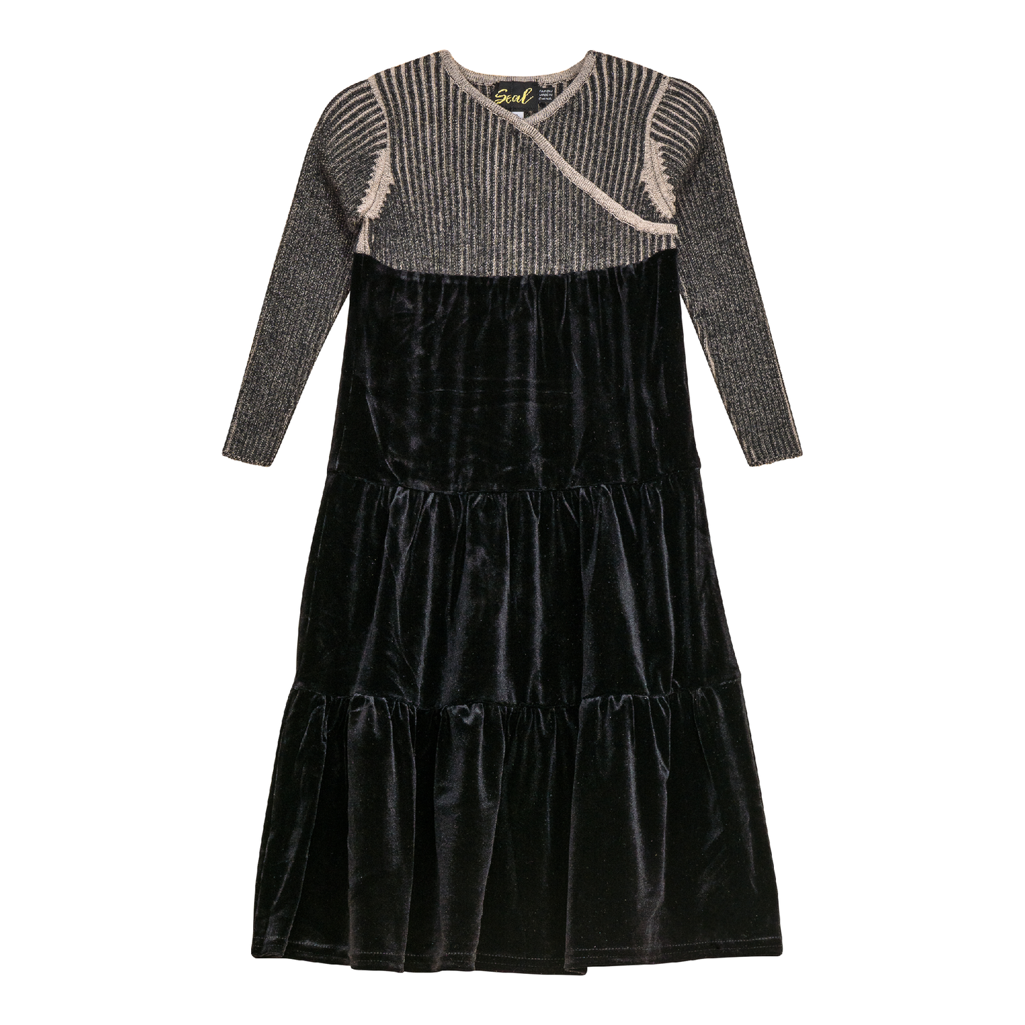 2 Tone Wrap Maxi Dress Beige