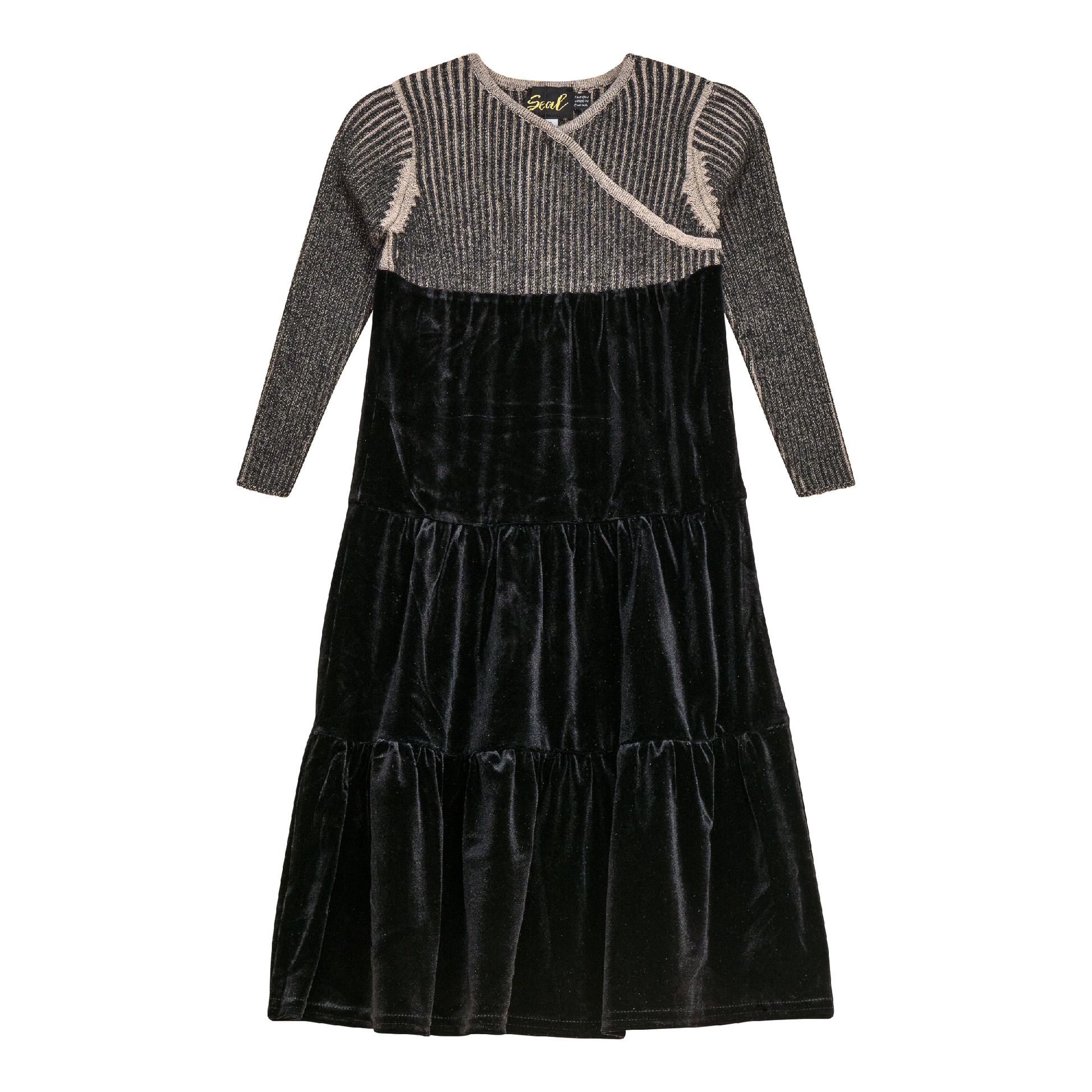 2 Tone Wrap Maxi Dress Beige